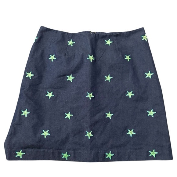 Lilly Pulitzer Dresses & Skirts - Lilly Pulitzer Vintage White Label 4 Navy Blue Green Starfish Embroidered Skirt